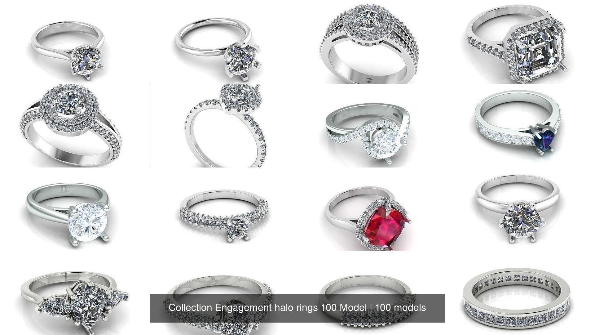 Collection Engagement halo rings 100 Model _6