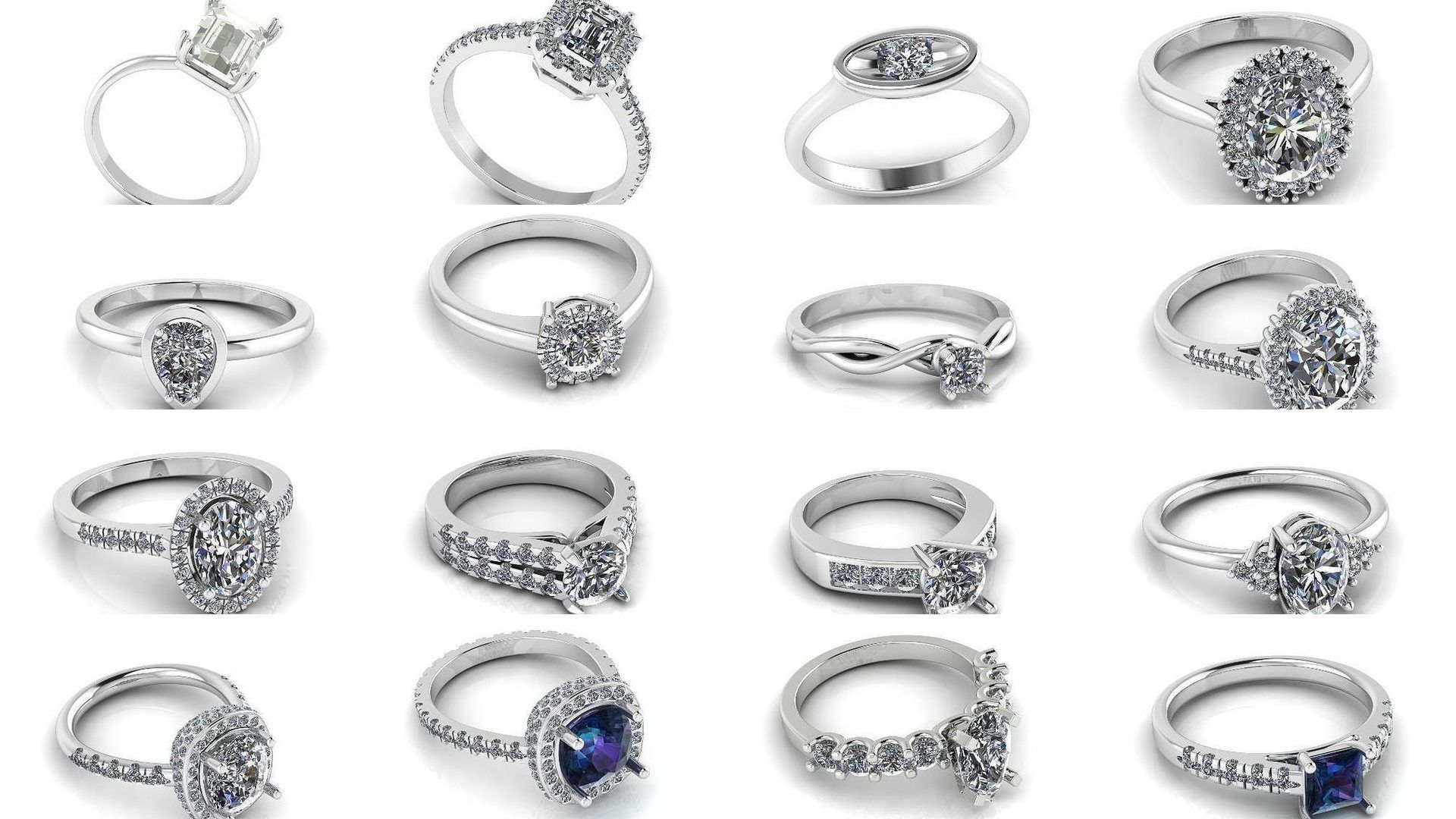 Collection Engagement halo rings 100 Model _3