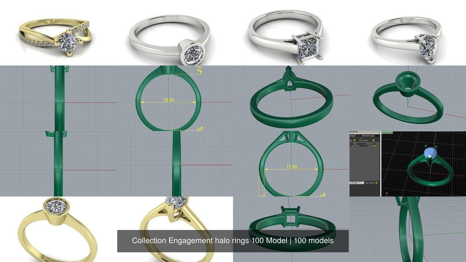 Collection Engagement halo rings 100 Model _12