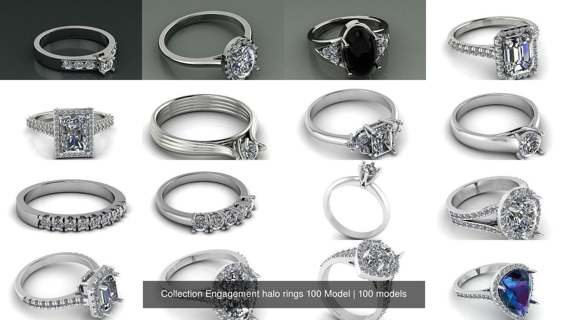 Collection Engagement halo rings 100 Model _2