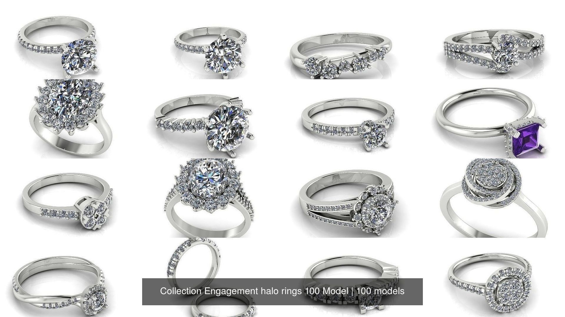 Collection Engagement halo rings 100 Model _8