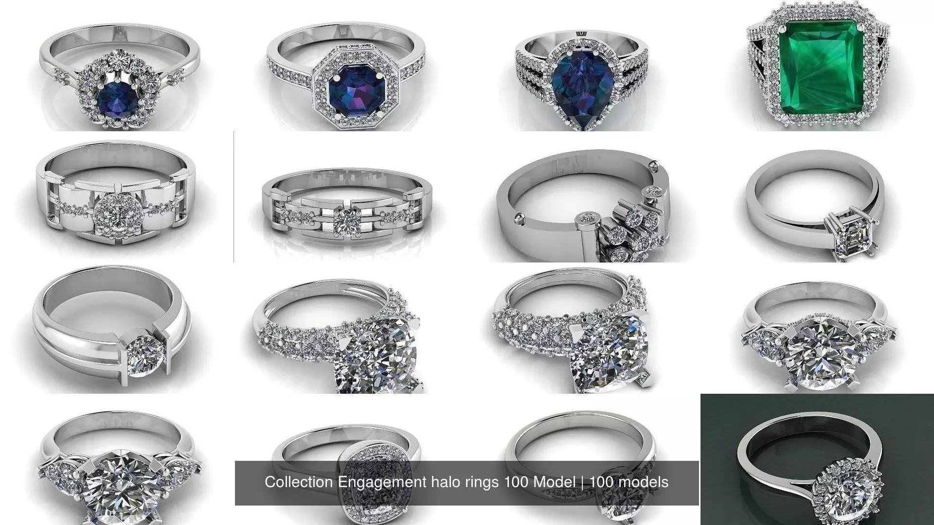 Collection Engagement halo rings 100 Model _0