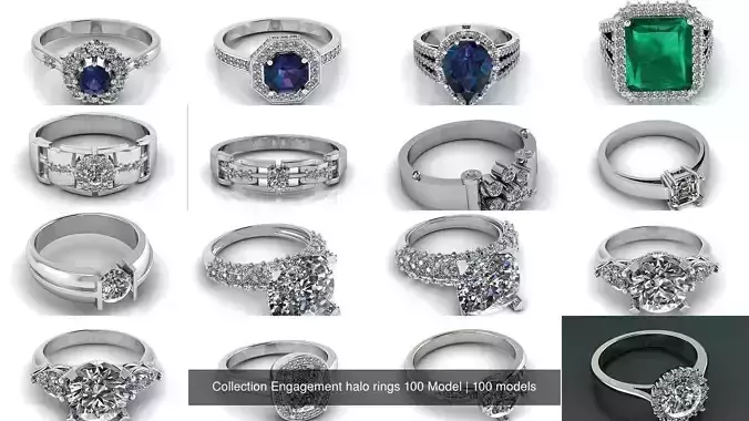 Collection Engagement halo rings 100 Model 