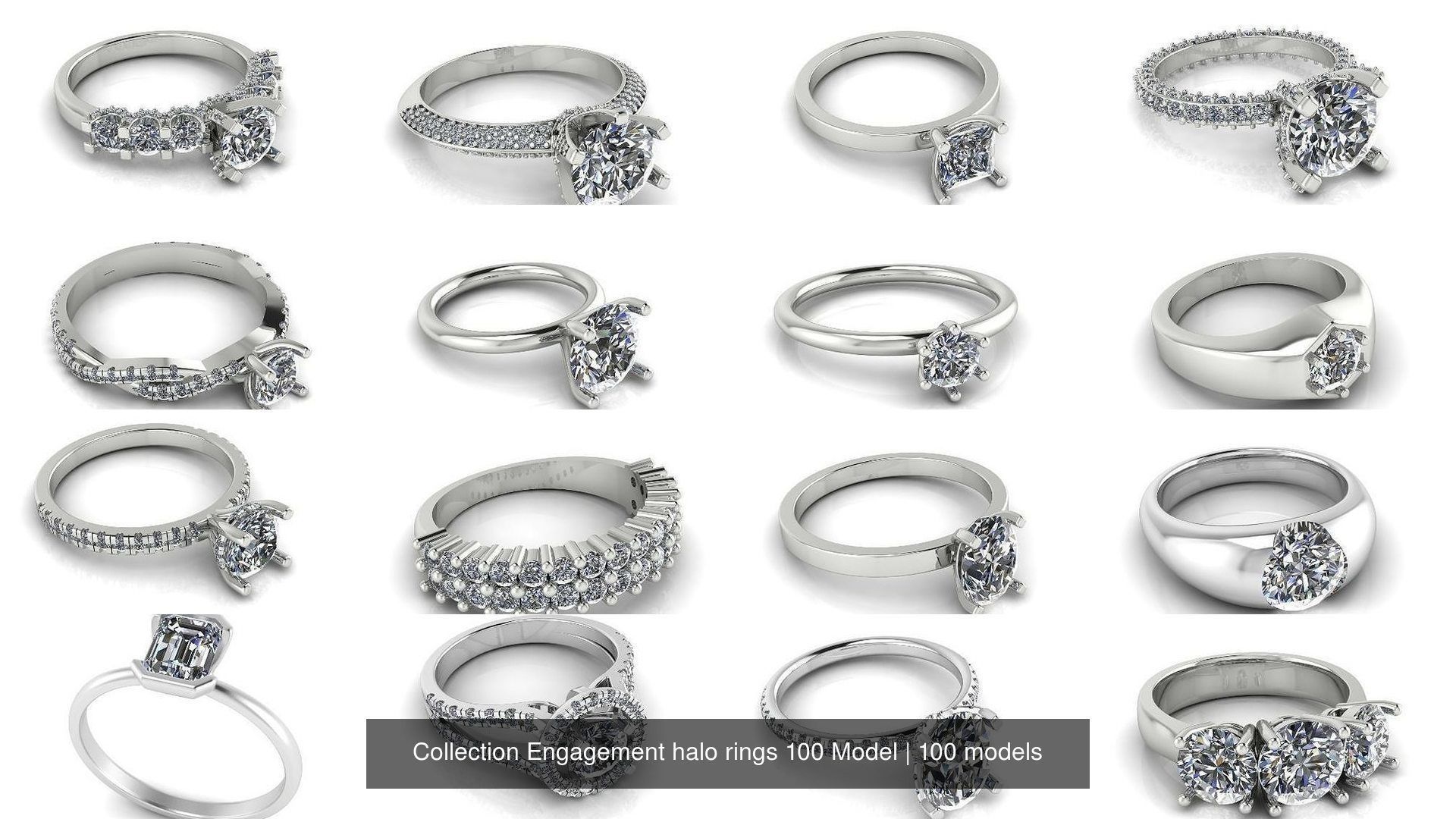 Collection Engagement halo rings 100 Model _10