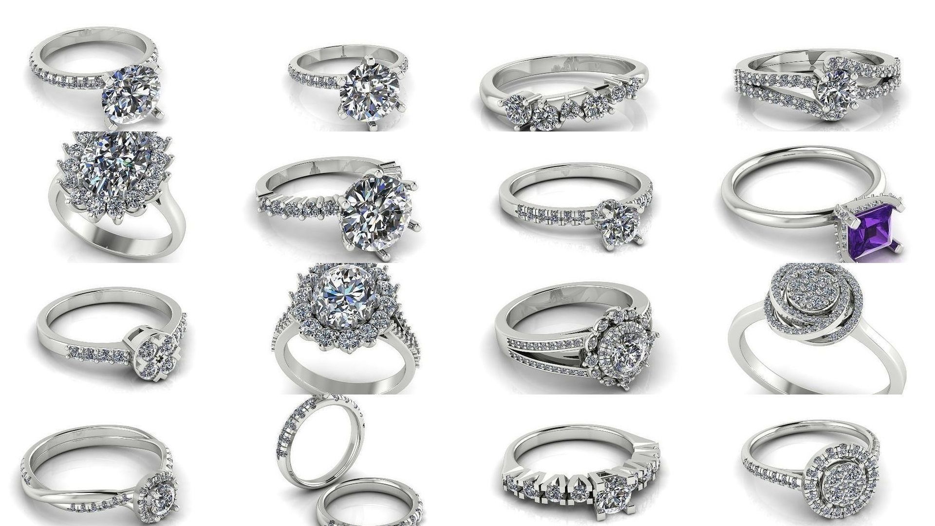 Collection Engagement halo rings 100 Model _7