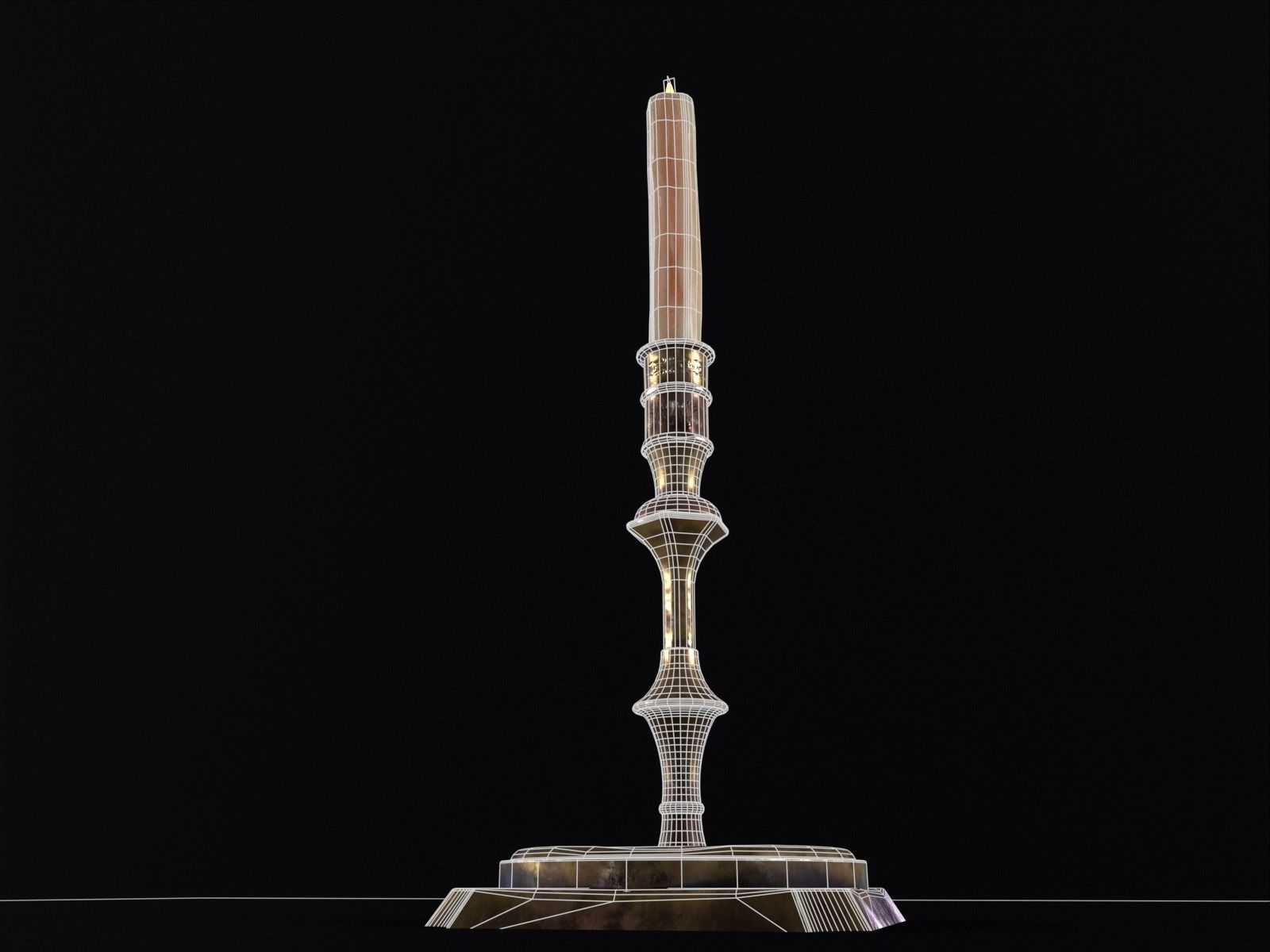 Elegant Brass Candle Holders Set Low-poly 3D model_39