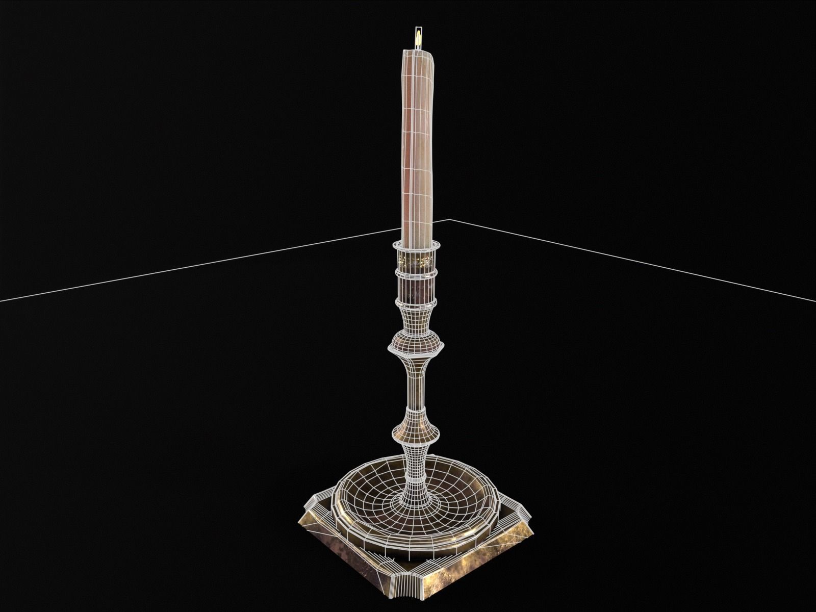 Elegant Brass Candle Holders Set Low-poly 3D model_10