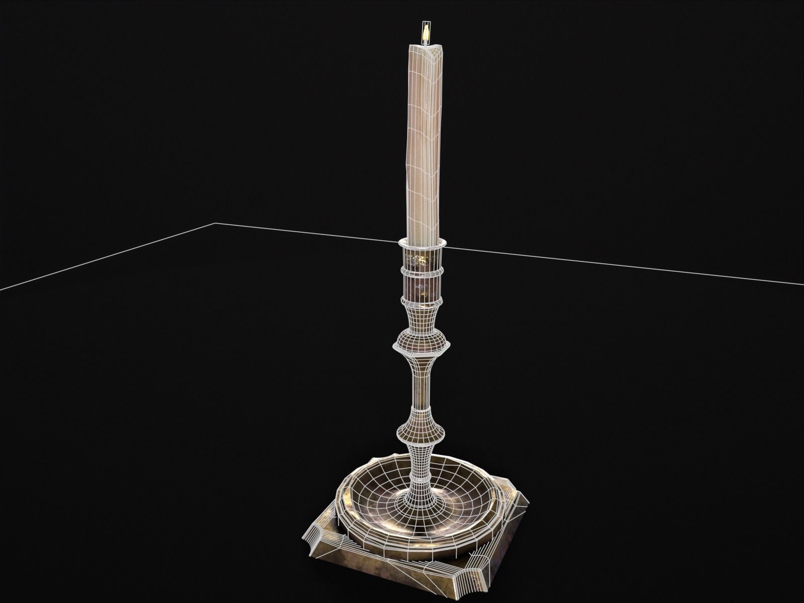 Elegant Brass Candle Holders Set Low-poly 3D model_23