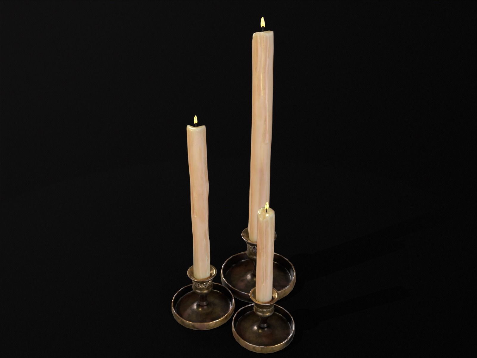 Elegant Brass Candle Holders Set Low-poly 3D model_11