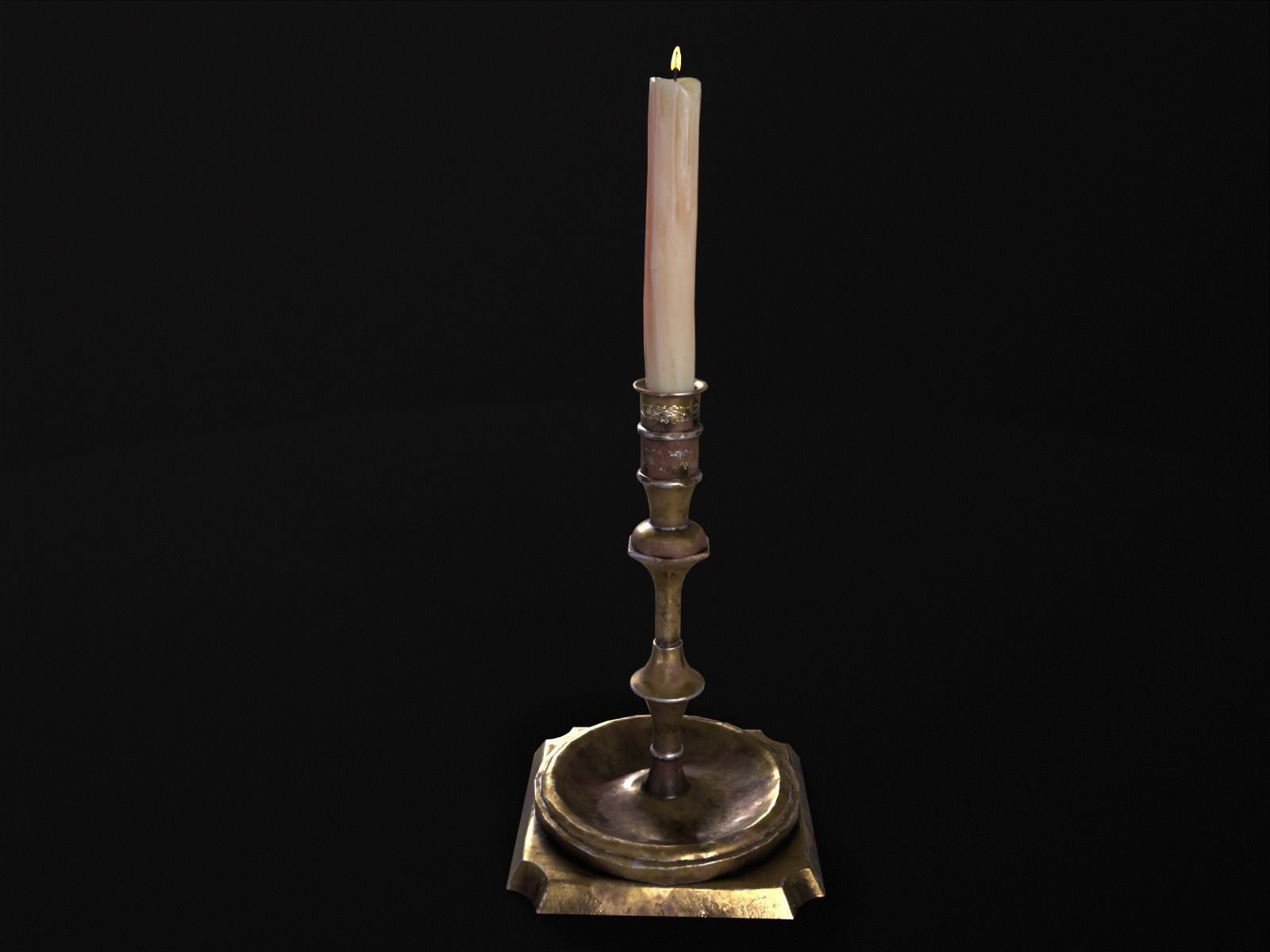 Elegant Brass Candle Holders Set Low-poly 3D model_17