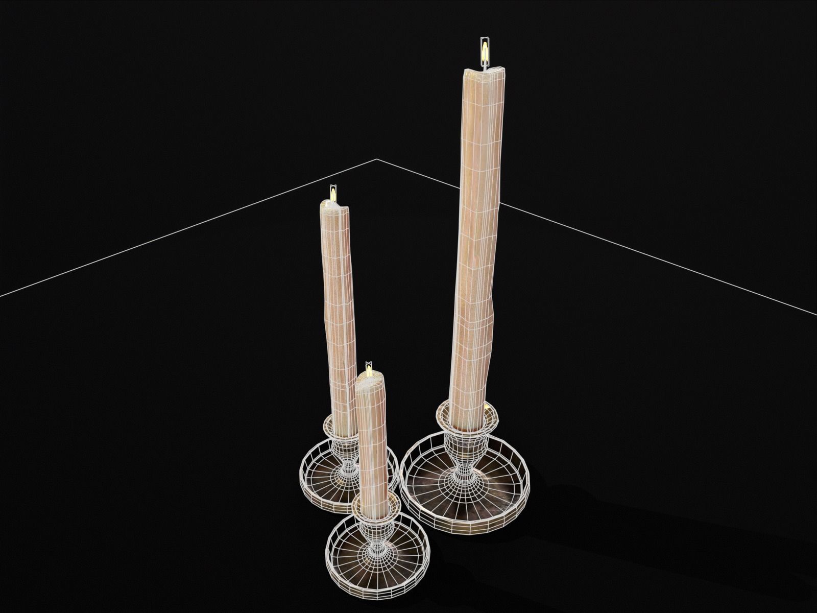 Elegant Brass Candle Holders Set Low-poly 3D model_26