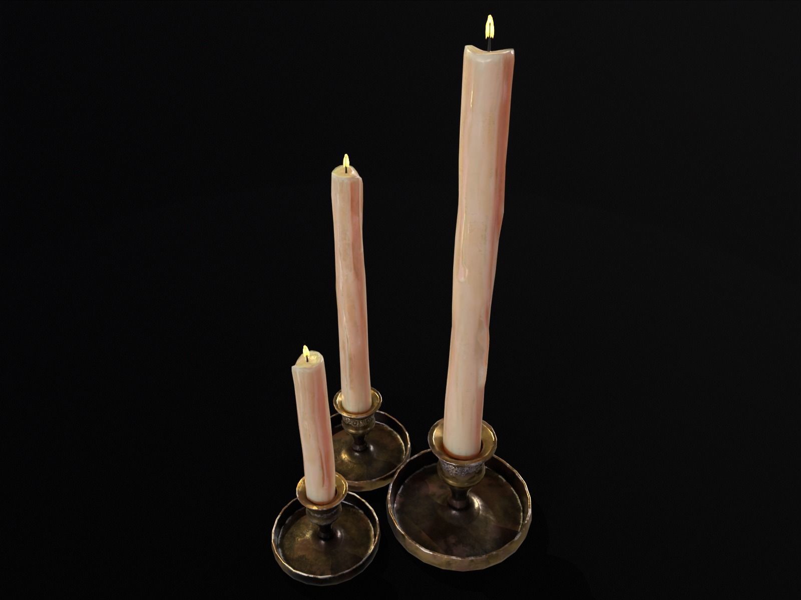 Elegant Brass Candle Holders Set Low-poly 3D model_28