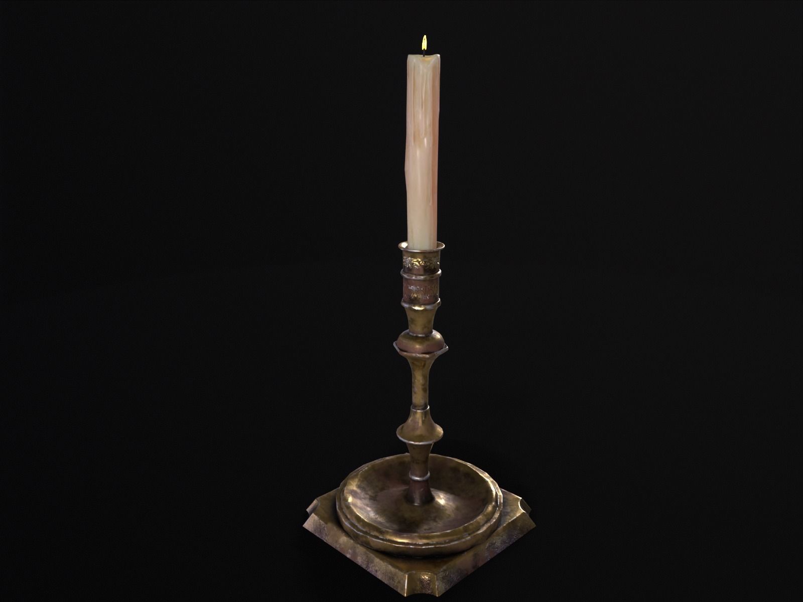 Elegant Brass Candle Holders Set Low-poly 3D model_25