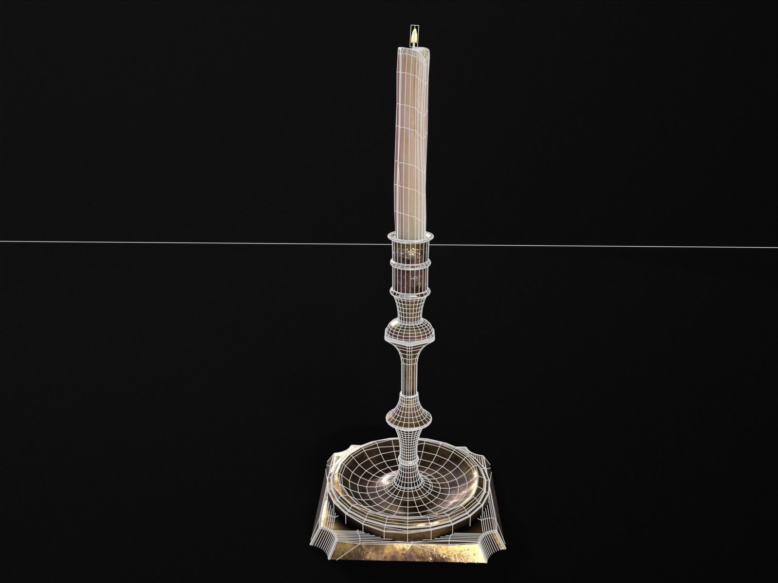 Elegant Brass Candle Holders Set Low-poly 3D model_19