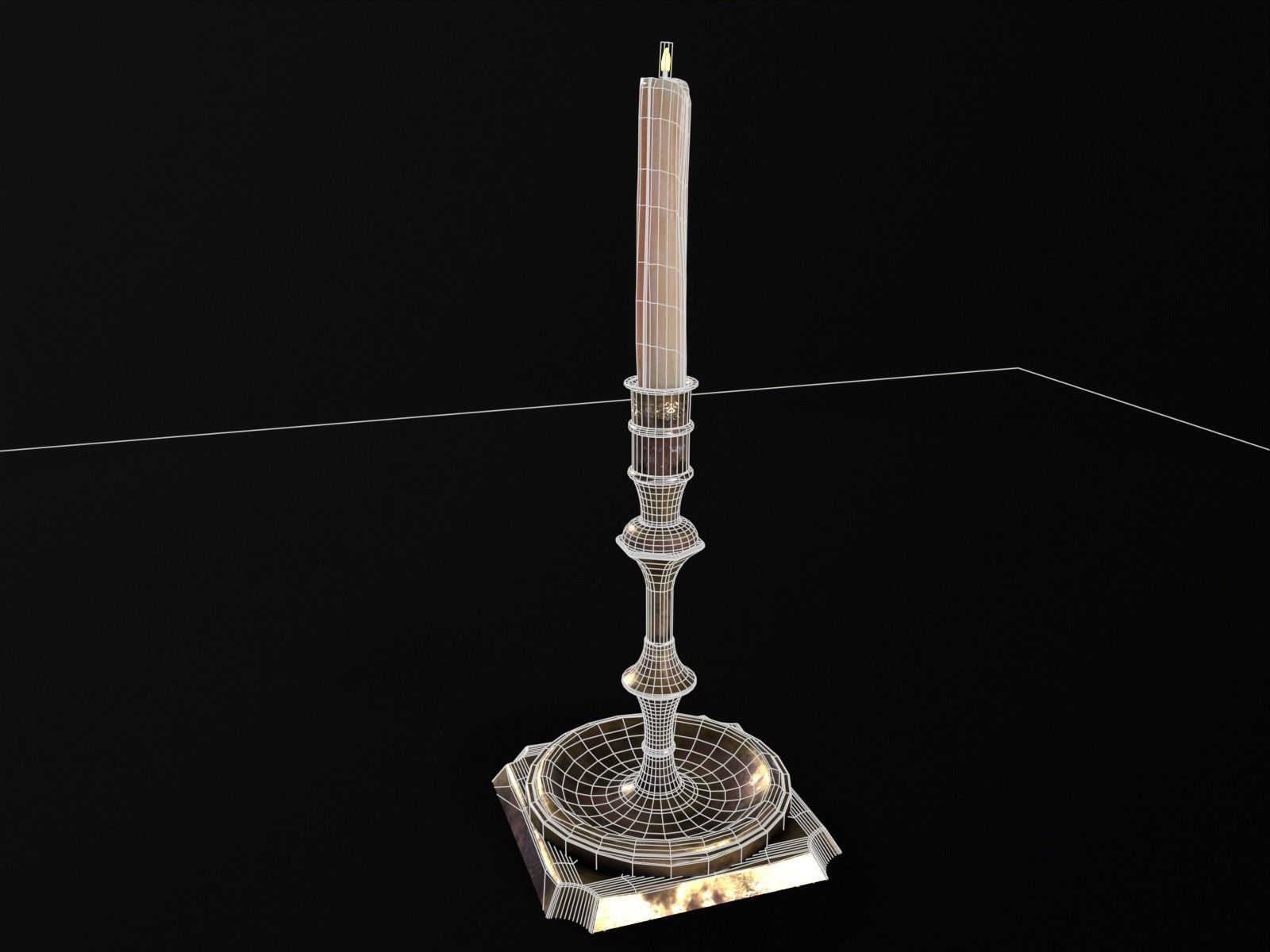 Elegant Brass Candle Holders Set Low-poly 3D model_15