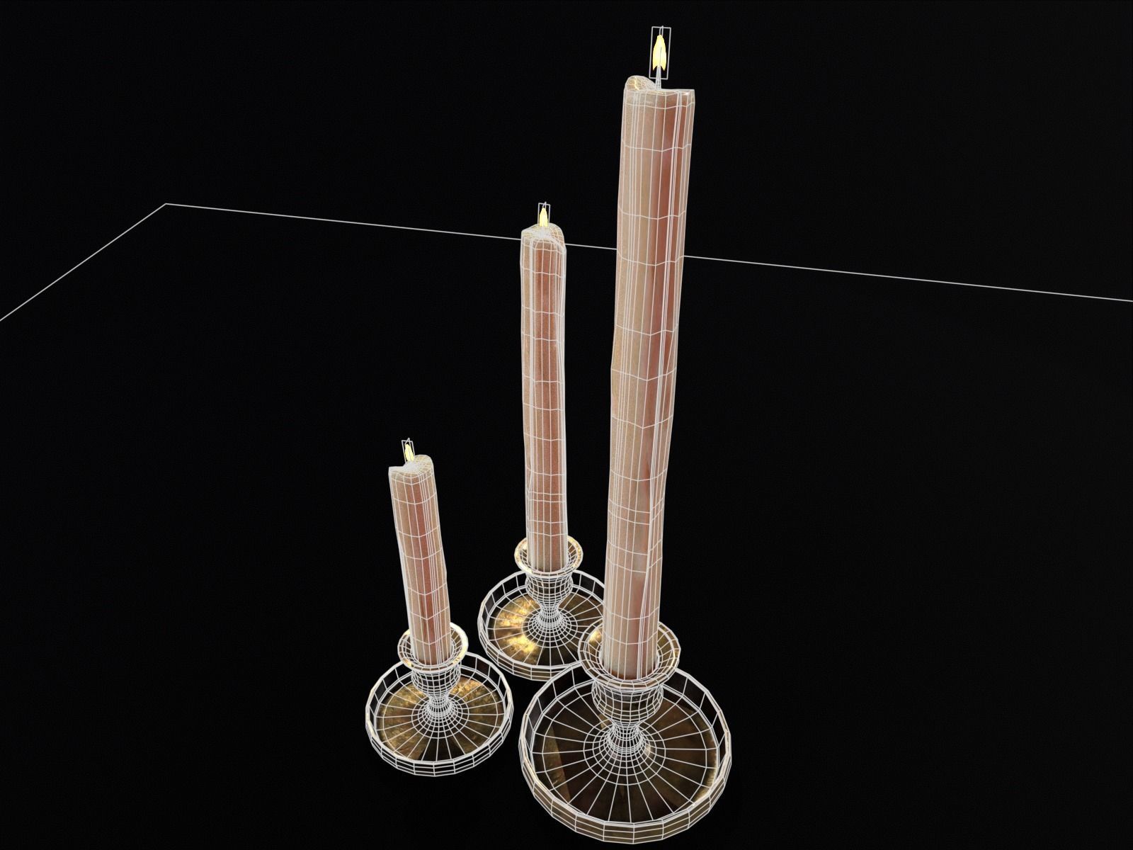 Elegant Brass Candle Holders Set Low-poly 3D model_31