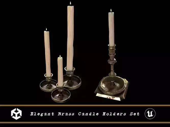 Elegant Brass Candle Holders Set