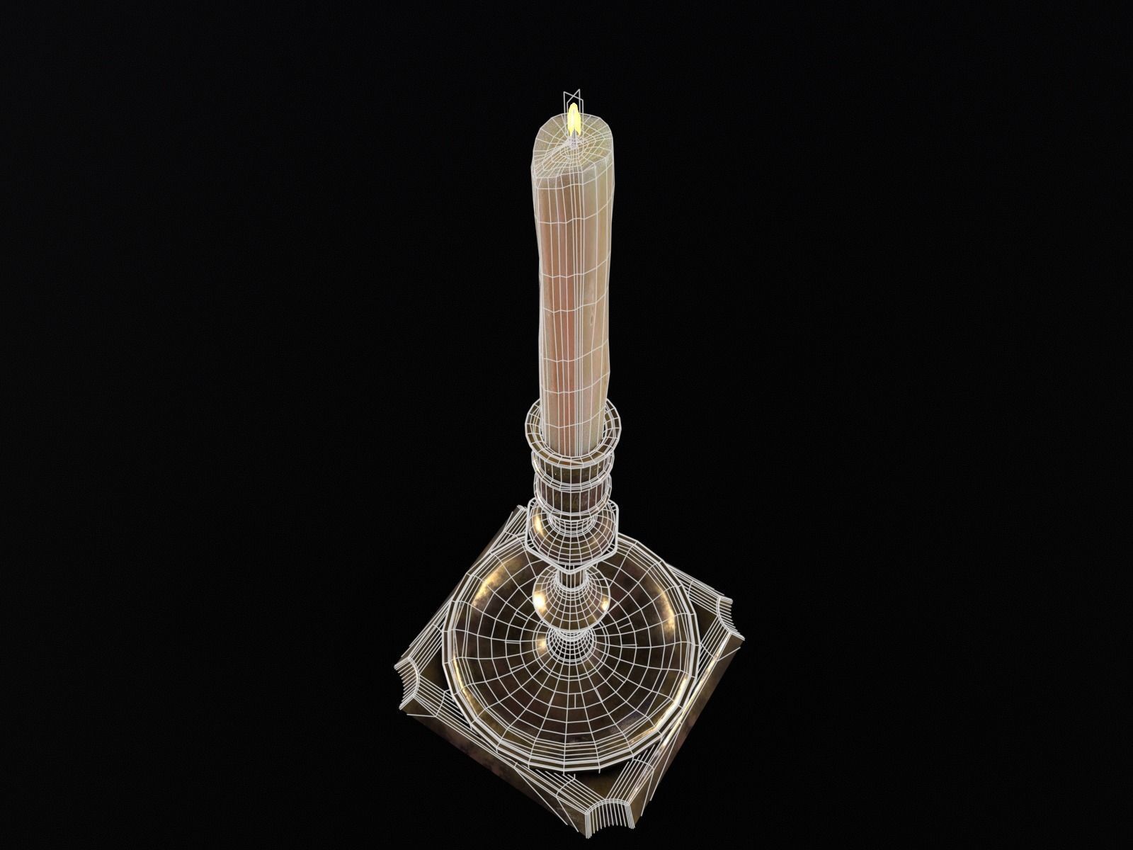 Elegant Brass Candle Holders Set Low-poly 3D model_35