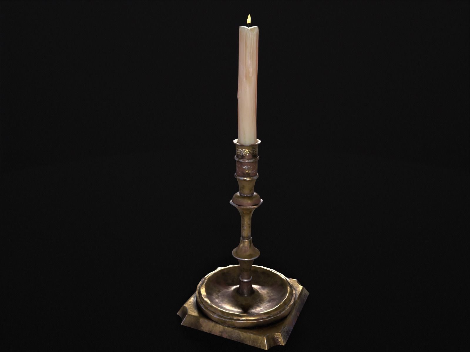 Elegant Brass Candle Holders Set Low-poly 3D model_21
