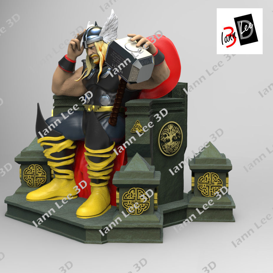 Thor Muerte de Odin marvel comics trono 3D print model_1
