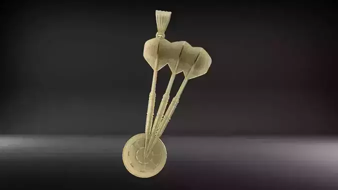 Set of Dart with Dart Board Pendant Necklace Charm Jewelry