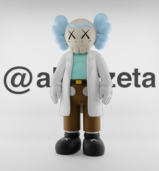 Kaws Rick Sanchez Textured Low-poly 3D model_2