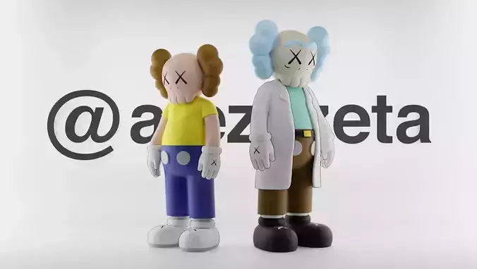 Kaws Rick Sanchez x Morty Smith Textured Low-poly 3D model