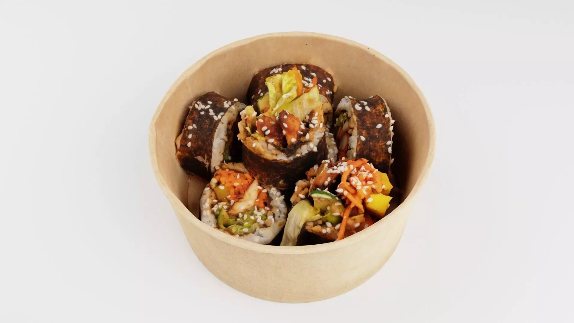 Gimbap or kimbap korean sushi rolls with chicken meat rice 3D model