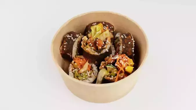 Gimbap or kimbap korean sushi rolls with chicken meat rice  3D model