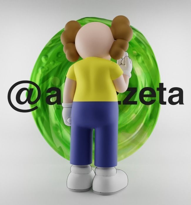 Kaws Morty Smith Middle Finger Textured Low-poly 3D model_21