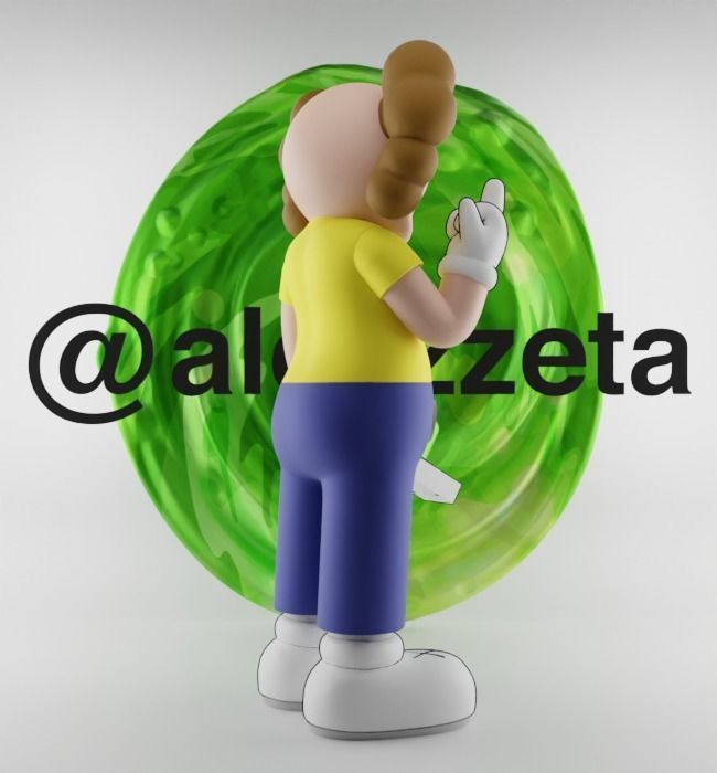 Kaws Morty Smith Middle Finger Textured Low-poly 3D model_25