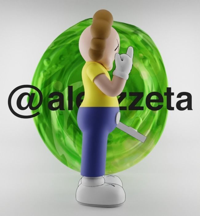 Kaws Morty Smith Middle Finger Textured Low-poly 3D model_28