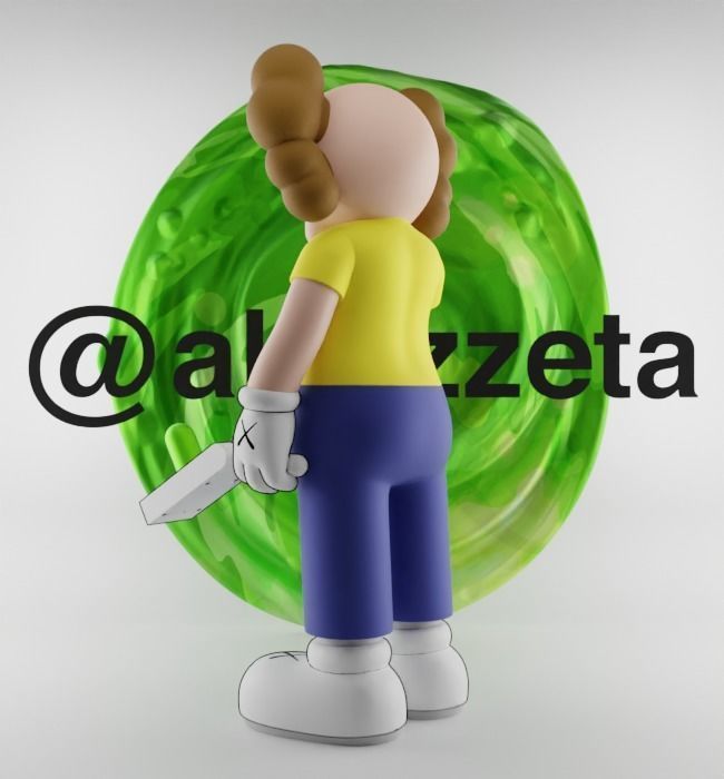 Kaws Morty Smith Middle Finger Textured Low-poly 3D model_14