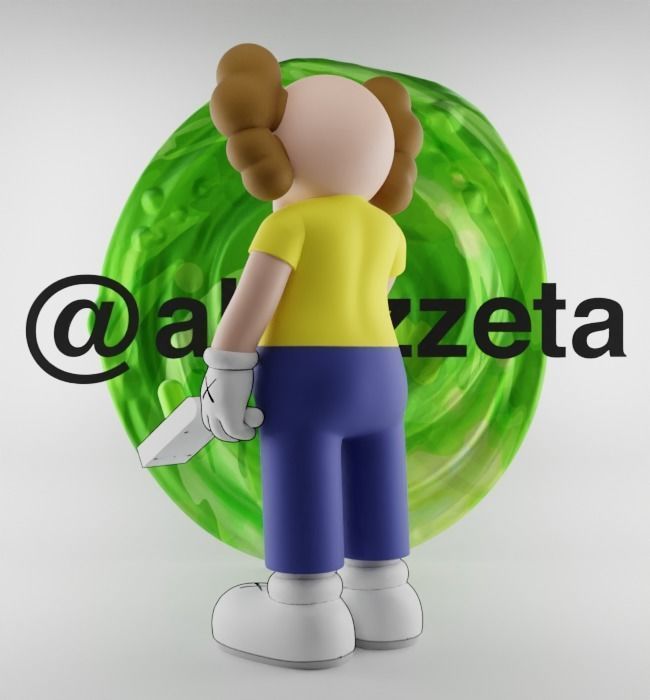 Kaws Morty Smith Middle Finger Textured Low-poly 3D model_15