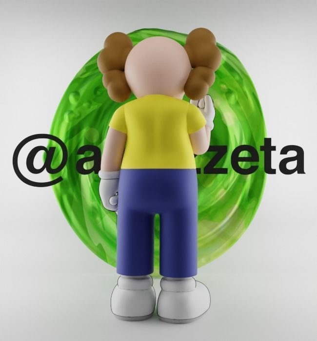 Kaws Morty Smith Middle Finger Textured Low-poly 3D model_20