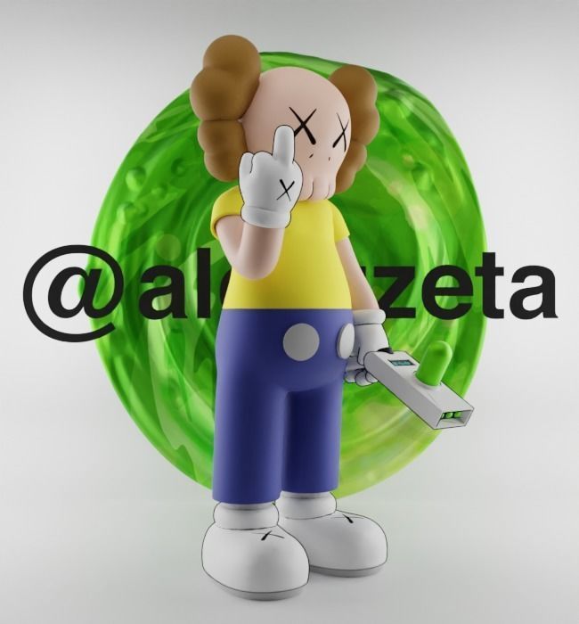 Kaws Morty Smith Middle Finger Textured Low-poly 3D model_33
