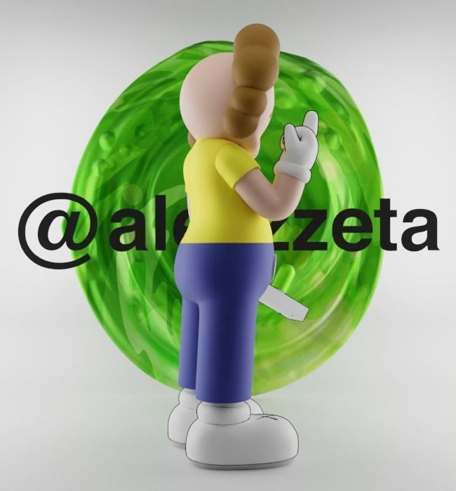 Kaws Morty Smith Middle Finger Textured Low-poly 3D model_26