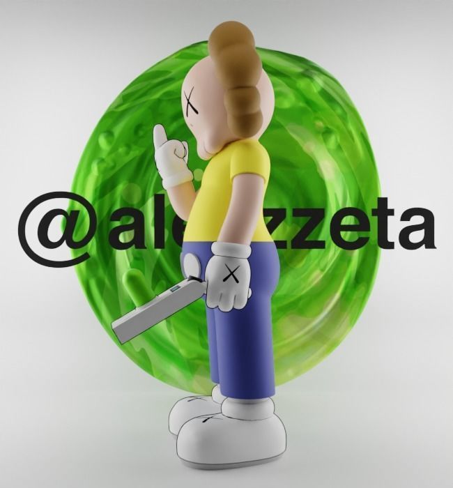 Kaws Morty Smith Middle Finger Textured Low-poly 3D model_9