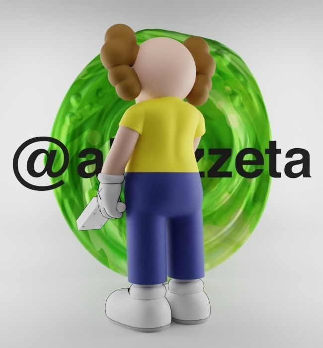 Kaws Morty Smith Middle Finger Textured Low-poly 3D model_16