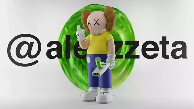 Kaws Morty Smith Middle Finger Textured Low-poly 3D model