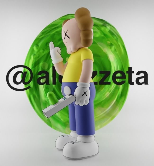 Kaws Morty Smith Middle Finger Textured Low-poly 3D model_8