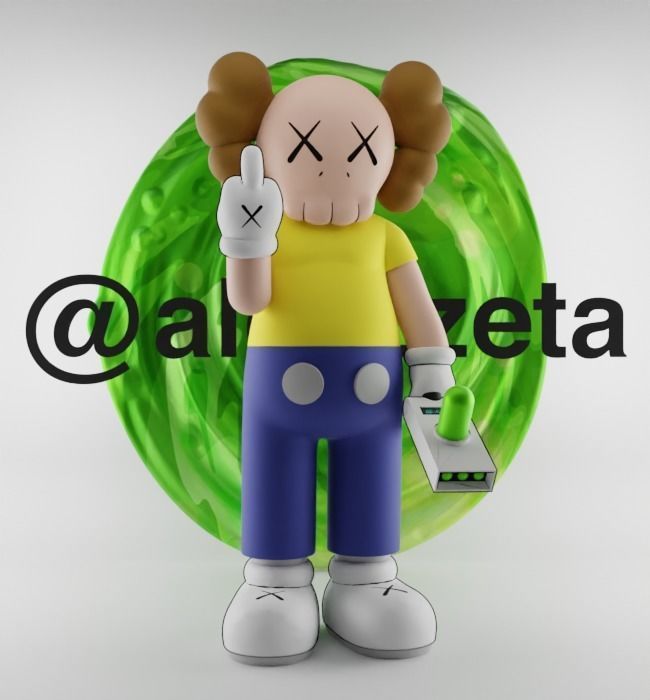Kaws Morty Smith Middle Finger Textured Low-poly 3D model_36