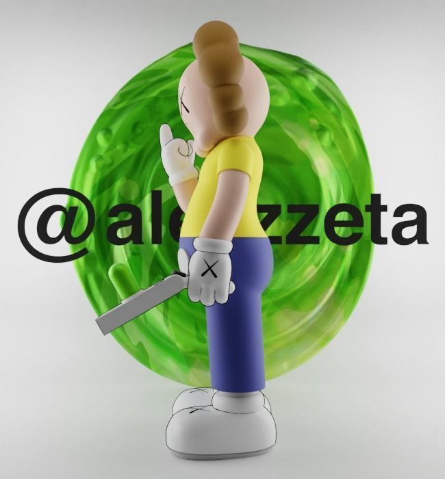 Kaws Morty Smith Middle Finger Textured Low-poly 3D model_10