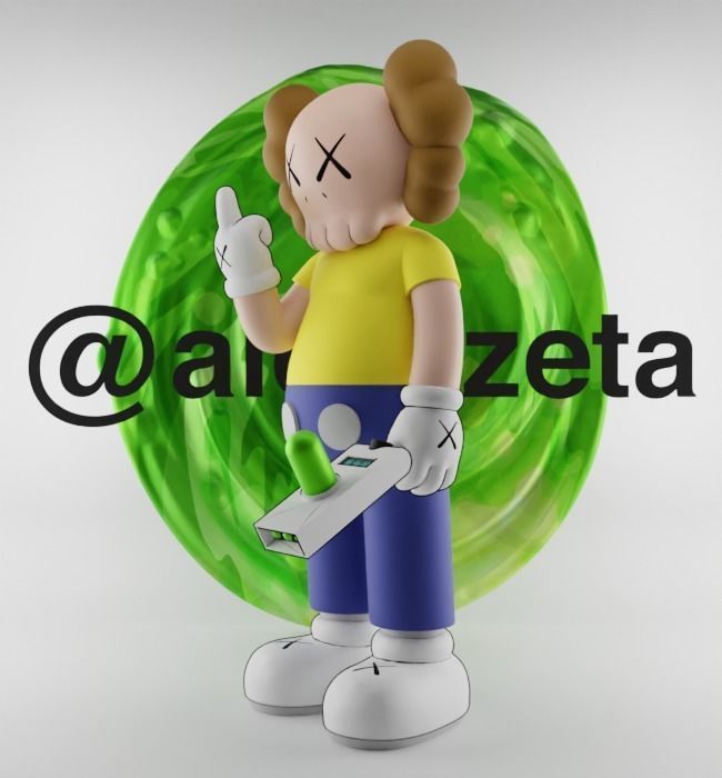 Kaws Morty Smith Middle Finger Textured Low-poly 3D model_6