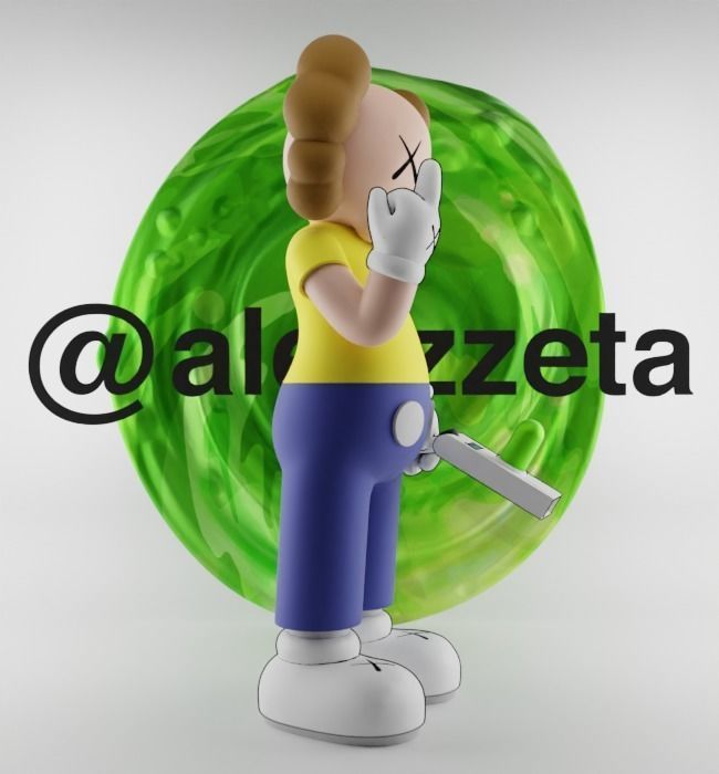 Kaws Morty Smith Middle Finger Textured Low-poly 3D model_30