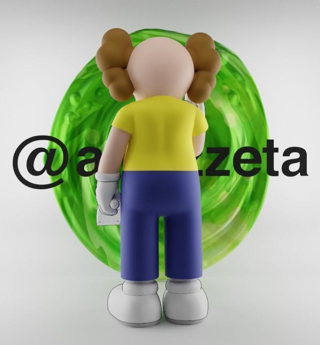 Kaws Morty Smith Middle Finger Textured Low-poly 3D model_18