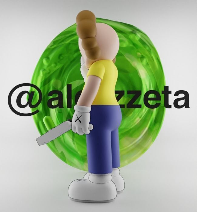 Kaws Morty Smith Middle Finger Textured Low-poly 3D model_12