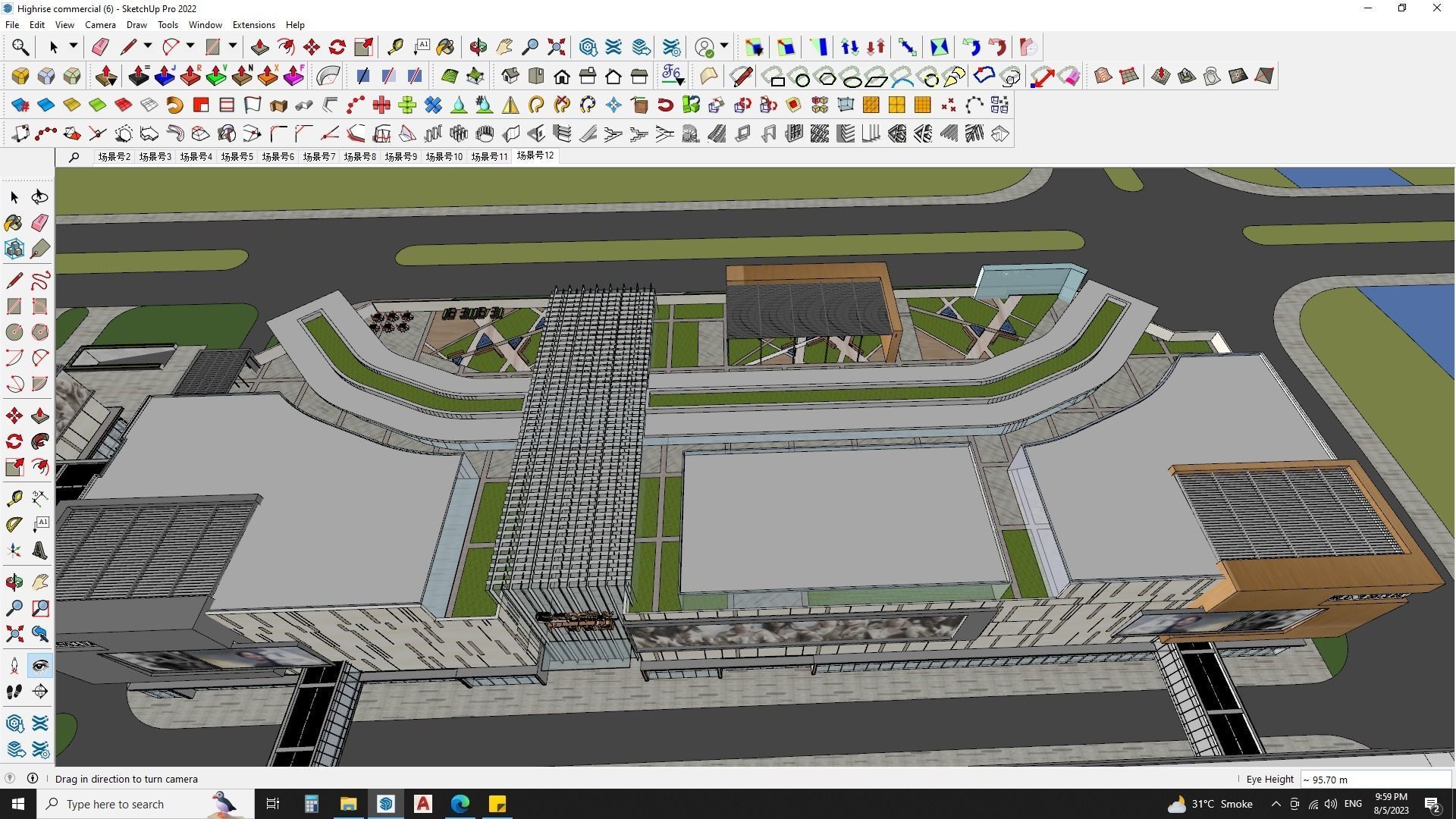office building shopping mall sketchup model  3D model_13
