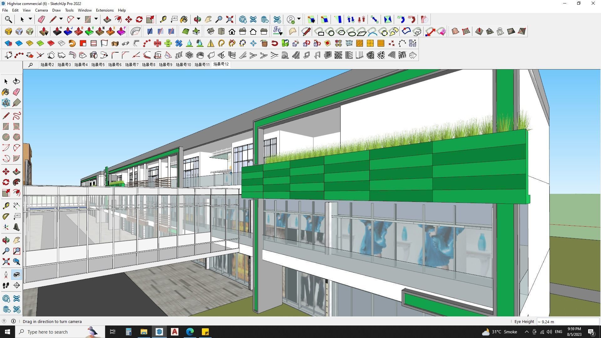 office building shopping mall sketchup model  3D model_10