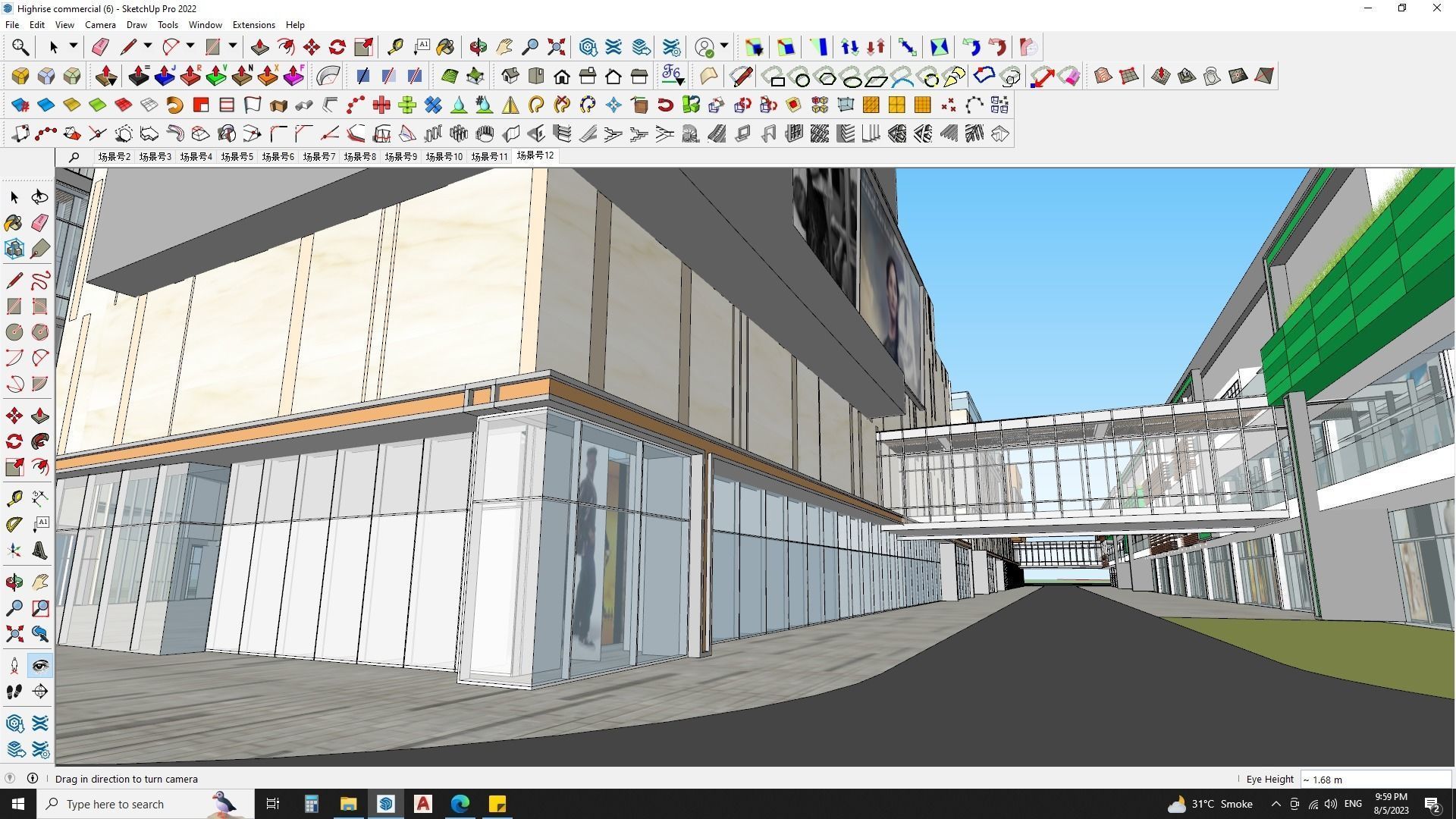 office building shopping mall sketchup model  3D model_9